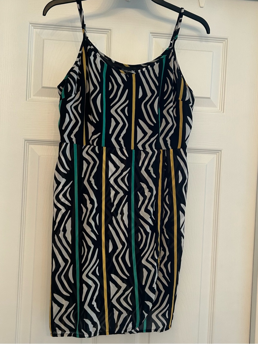 Forever 21 Sleeveless Black Geometric Stripe Summer Dress Size L